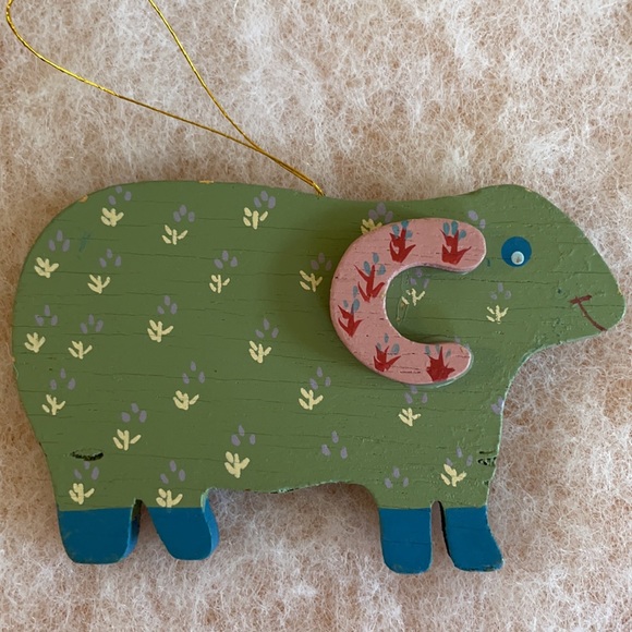 Vintage Wooden Ornaments by Schmid Folk Art Bear & Sheep Christmas Tree Decor - Picture 3 of 8